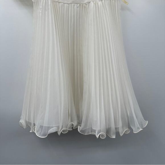 Vintage Union Made Girls Dress Size 7 Ruffle Lace Pleated Short Sleeve 80s Style - Picture 3 of 16